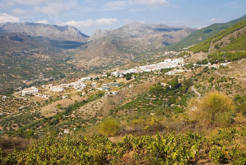 Pueblos Blancos white village of Alcaucin, Malaga province, Spain, Europe