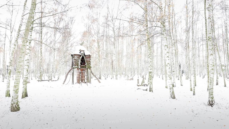 A small witch's house at the Suedpark playground in Berlin Schoenefeld