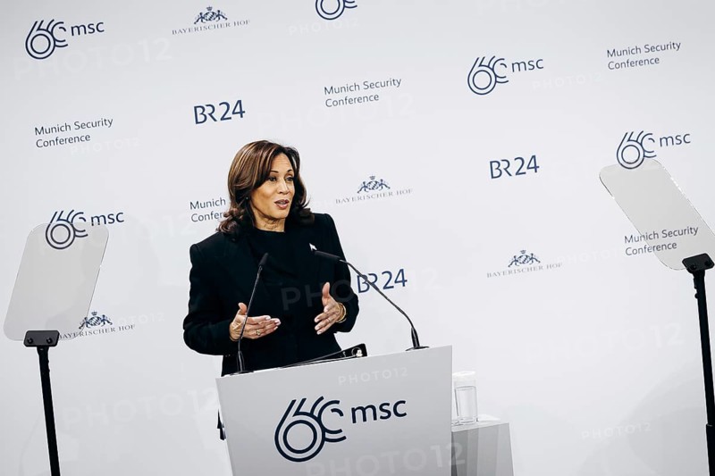 Kamala Harris, US Vice President, recorded during a speech at the Munich Security Conference (MSC) in Berlin, 16 February 2024