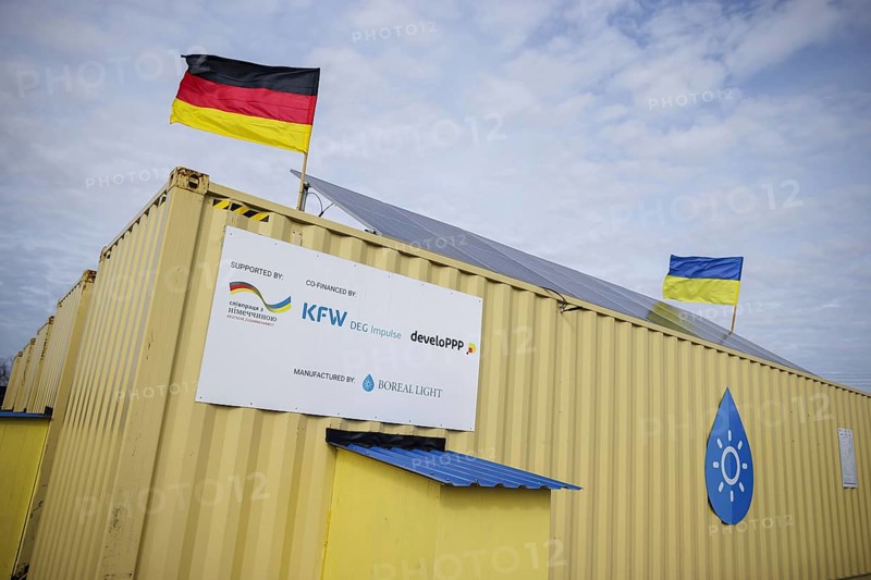 Solar water desalination plant. Mykolaiv oblast, 25.02.2024. Photographed on behalf of the Federal Foreign Office