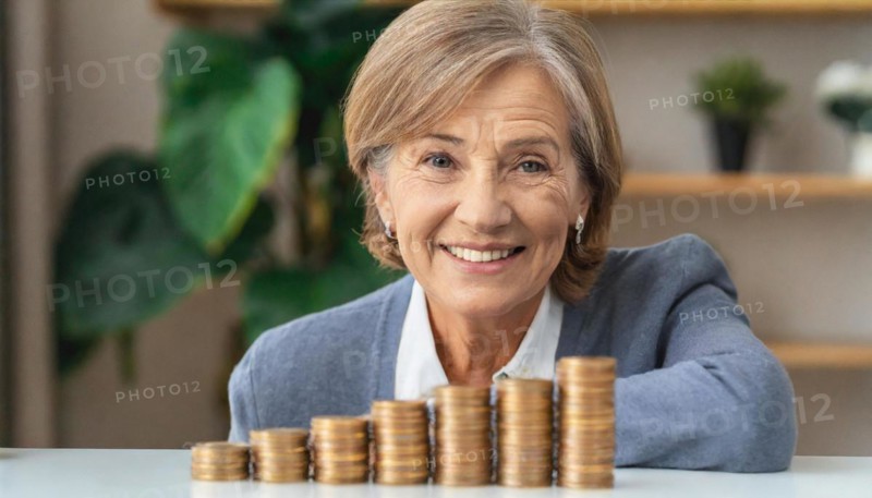 AI generated, A pensioner is happy about his nest egg savings