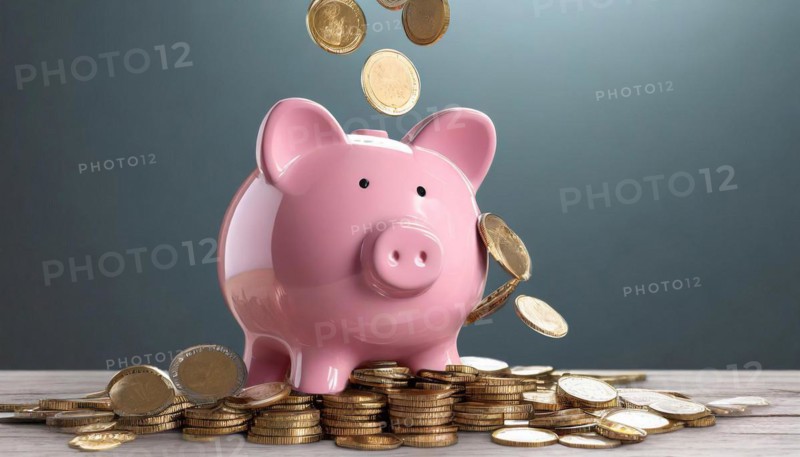 AI generated, A pink piggy bank full of coins