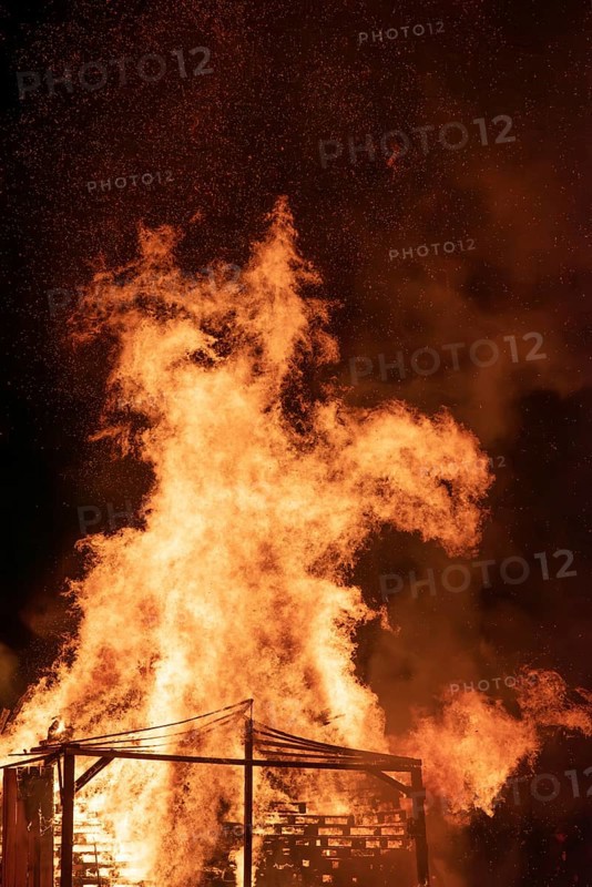 Traditional sparking fire in Allgaeu, Swabia, Bavaria, Germany, Europe