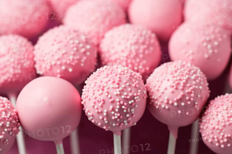 Close up of pink cakepop sweets. KI generiert, generiert AI generated