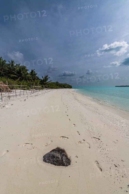 White sand beach, Parli 1 island, Lakshadweep archipelago, Union territory of India