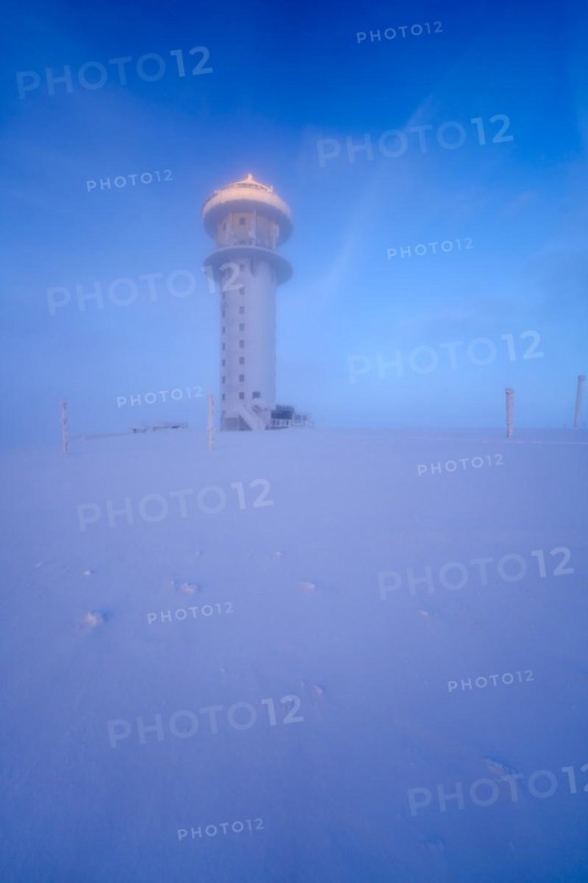 Winter on the Feldberg, Feldberg tower sunrise, Breisgau-Hochschwarzwald district, Baden-Wuerttemberg, Germany, Europe