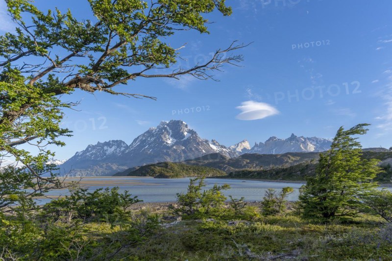 Dreamlike scenery in front of Lago Grey, Torres del Paine National Park, Parque Nacional Torres del Paine, Cordillera del Paine, Towers of the Blue Sky, Region de Magallanes y de la Antartica Chilena, Ultima Esperanza Province, UNESCO Biosphere Reserve, Patagonia, End of the World, Chile, South America