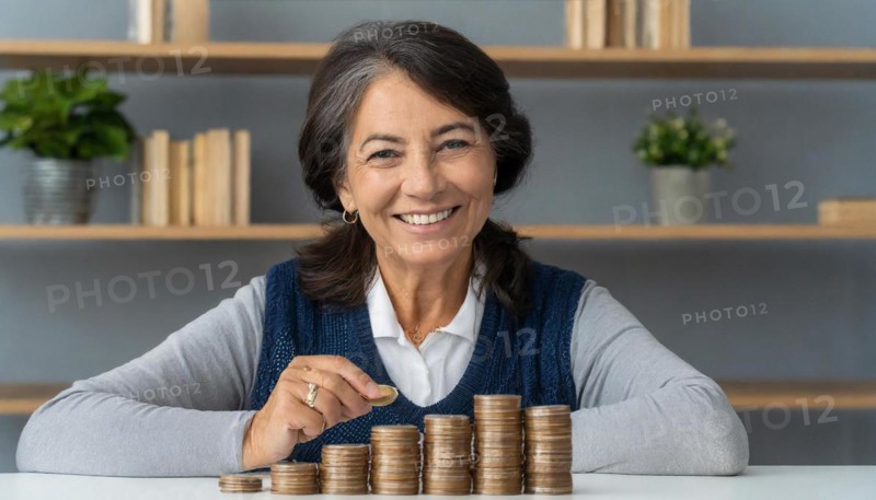 AI generated, A pensioner is happy about his nest egg savings