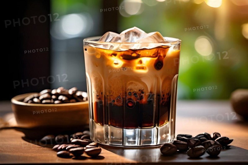 Vietnamese iced coffee distinct layers of dark coffee and sweetened condense milk, AI generated