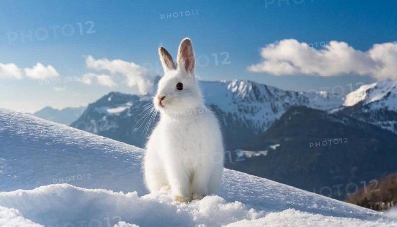 AI generated, A snow hare in winter, (lepus timidus)