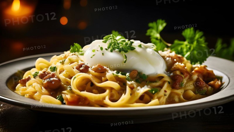 A robust disc of lentils with spaetzle, AI generated, AI generated