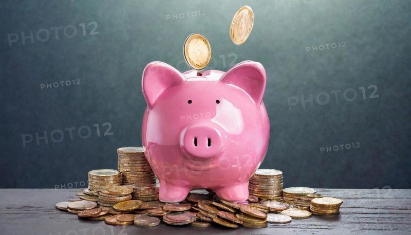AI generated, A pink piggy bank full of coins