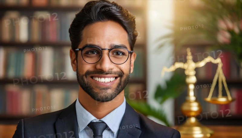 AI generated, An attractive lawyer in his office, 30, 35, years, bearded man