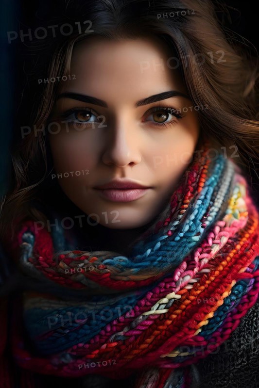 Hand knitted scarf uneven stitches mismatched colors symbolizing makers warmth and love, AI generated