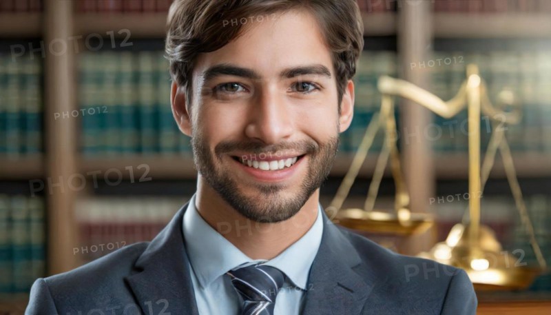 AI generated, An attractive lawyer in his office, 30, 35, years, bearded man