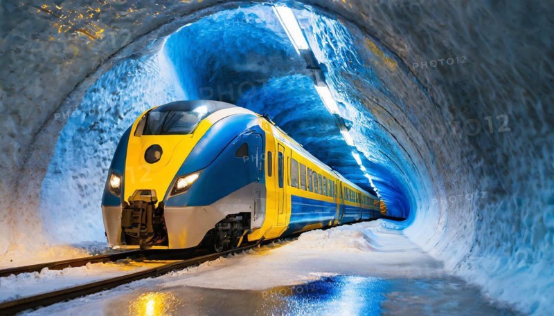 AI generated, A modern train in the tunnel, LeShuttle, Eurotunnel, France-London