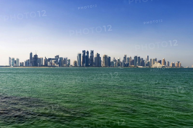 Skyline of Doha, skyscraper, horizon, Orient, Oriental, oil, wealth, building, architecture, modern, modern, Arabic, city trip, tourism, city, urban, capital, Doha, Qatar, Asia