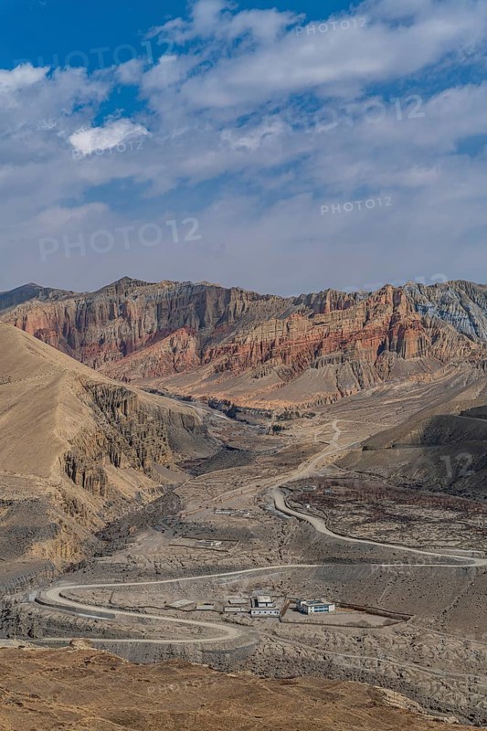 Eroded mountain landscape in the Kingdom of Mustang, Nepal, Asia