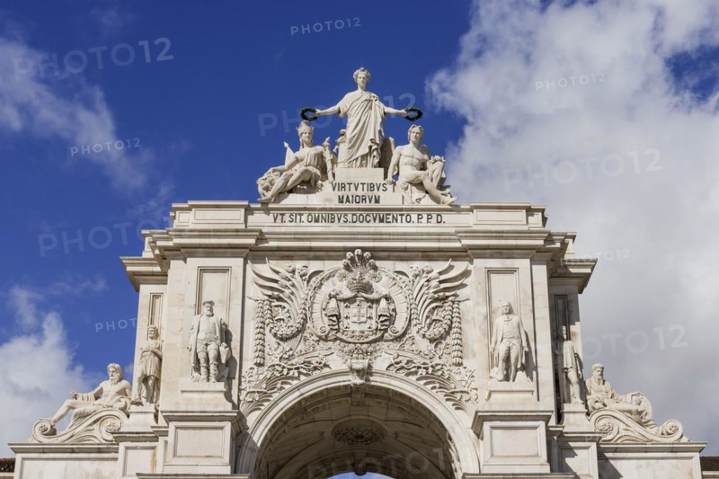The Arco da rua Augusta, arch, triumphal arch, monument, old town, centre, historical, attraction, city view, city centre, city trip, journey, holiday, sight, landmark, building, history, city history, capital, Praca do Comercio, Lisbon, Portugal, Europe