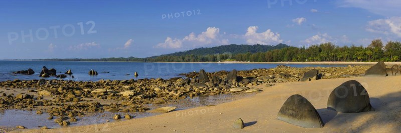 Rocky beach landscape at Silent beach in Khao lak, beach, sandy beach, panorama, beach panorama, stony, rocks, beach holiday, holiday, travel, tourism, sea, seascape, coastal landscape, landscape, rocky, stony, ocean, beach holiday, flora, tree, palm, palm beach, forest, nature, lonely, empty, nobody, dream beach, beautiful, weather, climate, sunny, sun, paradise, beach paradise, Thailand, Asia
