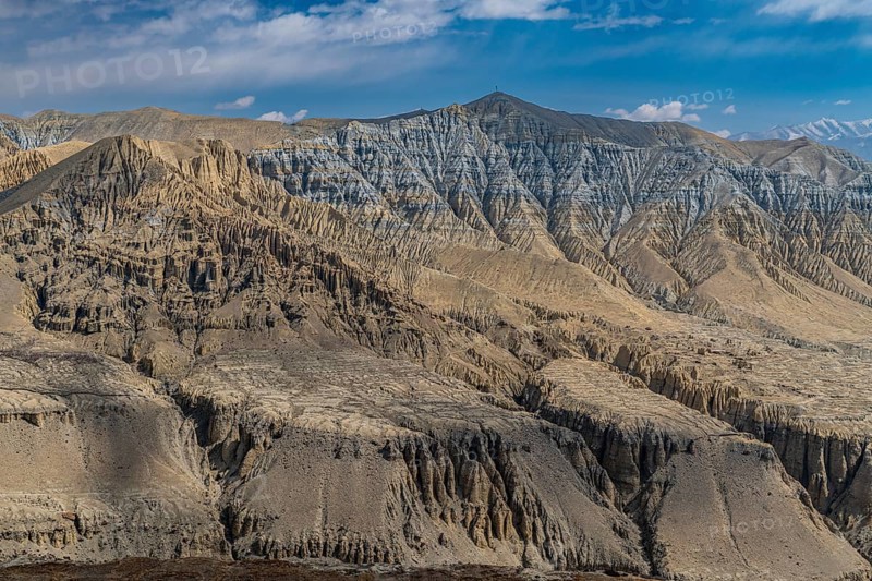 Eroded mountain landscape in the Kingdom of Mustang, Nepal, Asia