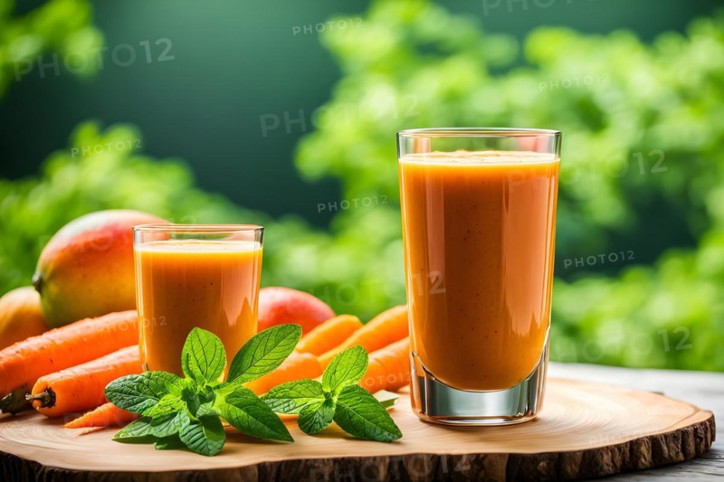 Bright orange mango and carrot smoothie, AI generated