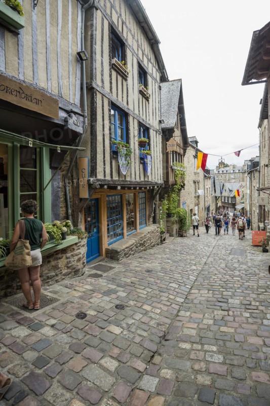 Row of half-timbered houses, Dinan, Brittany, France, Europe