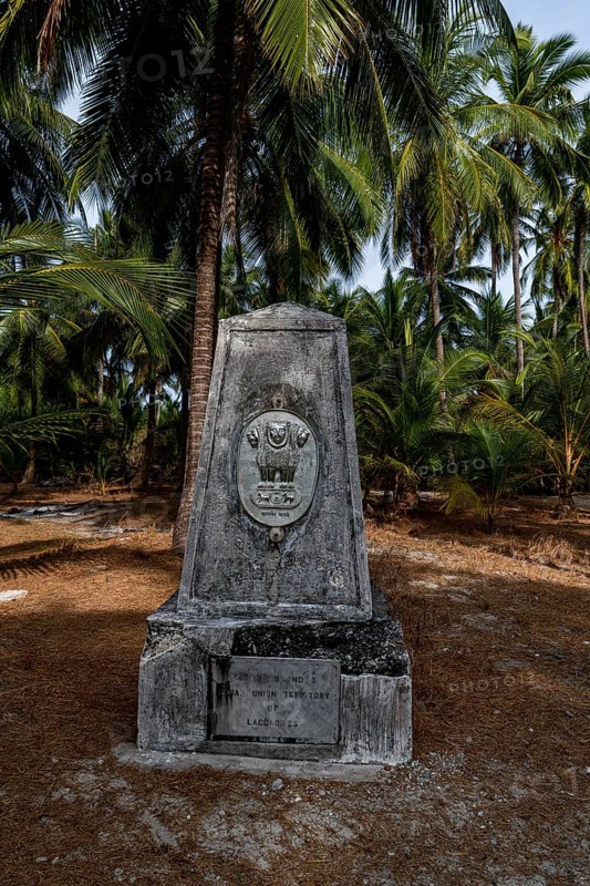 Memorial stone, Parli 1 island, Lakshadweep archipelago, Union territory of India