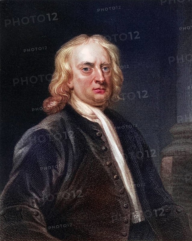 Sir Isaac Newton 1642-1727, English physicist and mathematician. From the book Gallery of Portraits, published in 1833, Historical, digitally restored reproduction from a 19th century original, Record date not stated