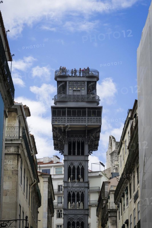 The historic Santa Justa lift, city, connection, tourism, travel, city trip, mobility, mobile, journey, holiday, lift, building, historic, old, urban, tower, attraction, architecture, urban planning, construction, capital, Lisbon, Portugal, Europe