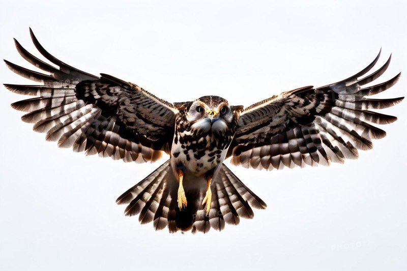 European nightjar caught mid flight wings fully extended isolated on pure white background, AI generated