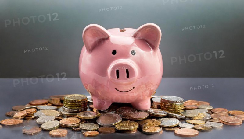 AI generated, A pink piggy bank full of coins
