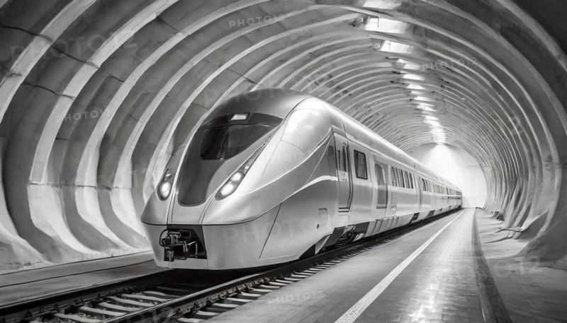 AI generated, A modern train in the tunnel, LeShuttle, Eurotunnel, France-London