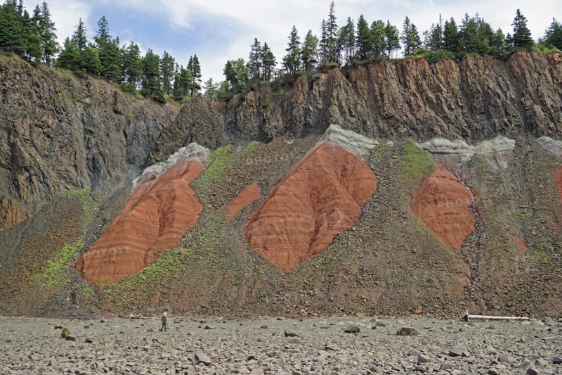 Cliffs, red sandstone, Five Islands Provincial Park, Fundy Bay, Nova Scotia, Canada, North America