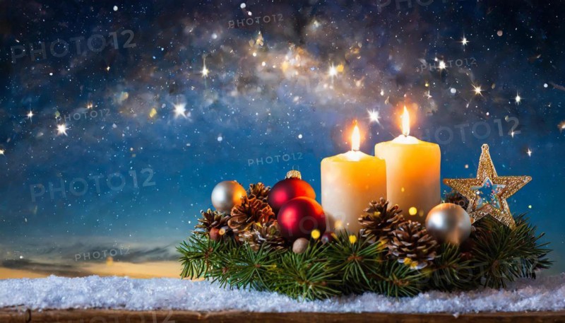 Ai generated, Advent wreath with burning candles, Christmas time, Christmas decoration, 2nd Advent, Second Advent