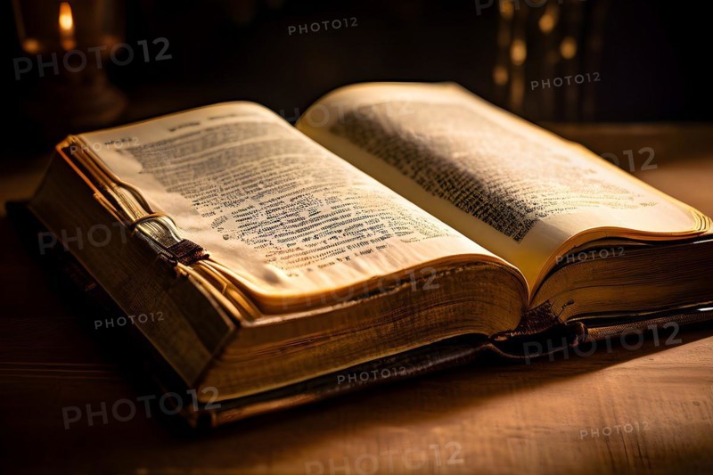 Vintage book showing the signs of age pages with history spine, AI generated