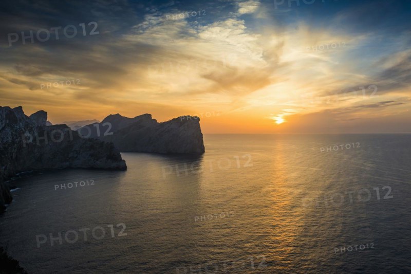 Sunset, Cape Formentor, Port de Pollenca, Serra de Tramuntana, Majorca, Majorca, Balearic Islands, Spain, Europe