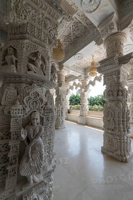 Marble build Dharamshala Manilaxmi Tirth Jain temple, Gujarat, India, Asia