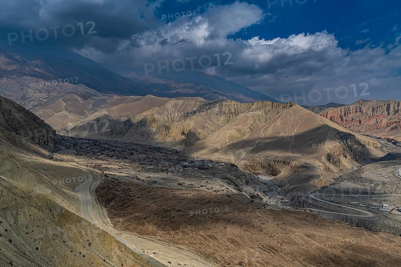 Eroded mountain landscape in the Kingdom of Mustang, Nepal, Asia