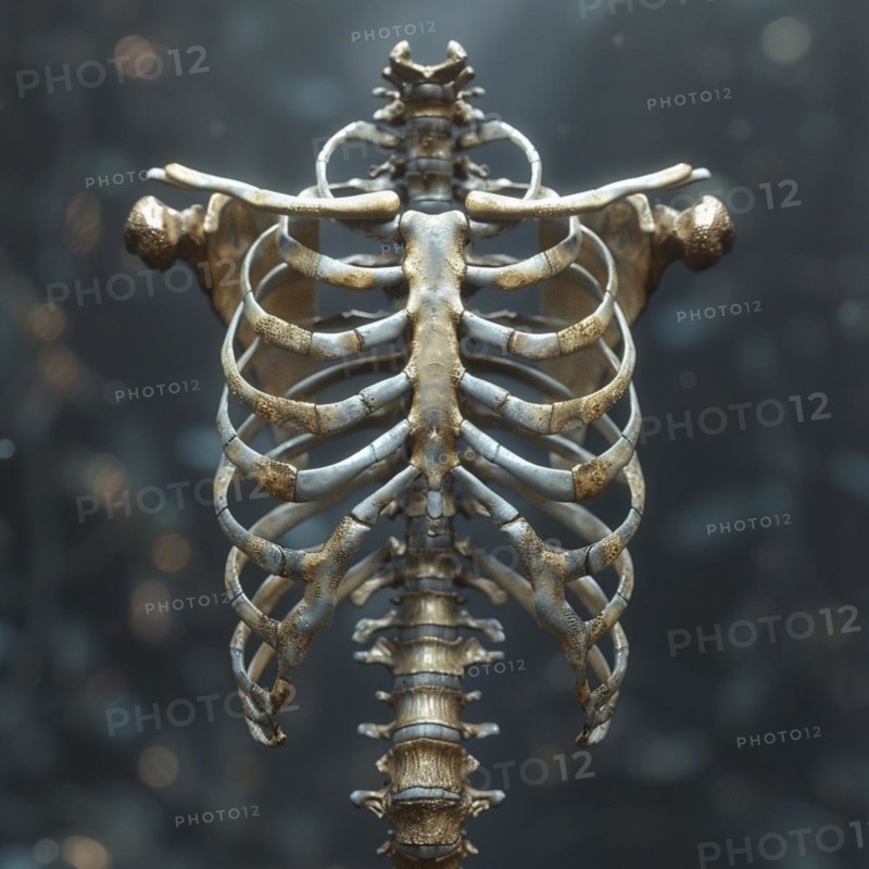 Medical illustration of a human chest with lungs, AI generated