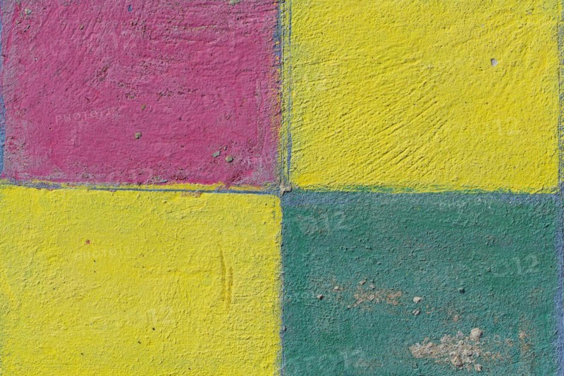 Tiles in primary colours as texture, red, yellow, green, background, colourful, colour, colourful, colour wheel, colour theory, Bauhaus, architecture, floor, withered, dilapidated, patina, surface, colour combination, colour mixture, colour harmony, peeled off