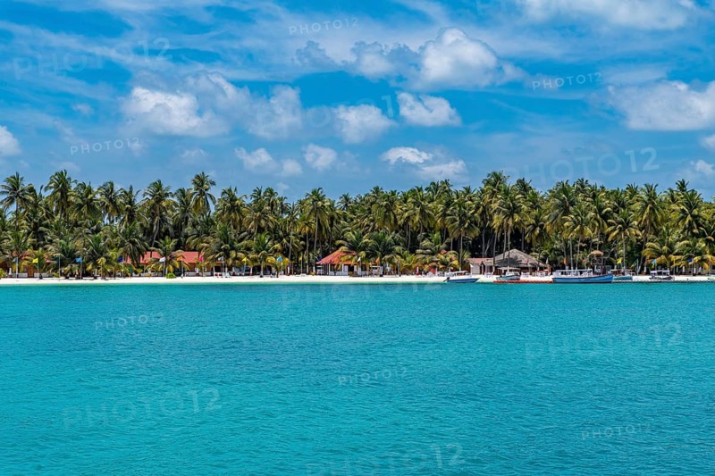 Tourist resort on Bangaram island, Lakshadweep archipelago, Union territory of India