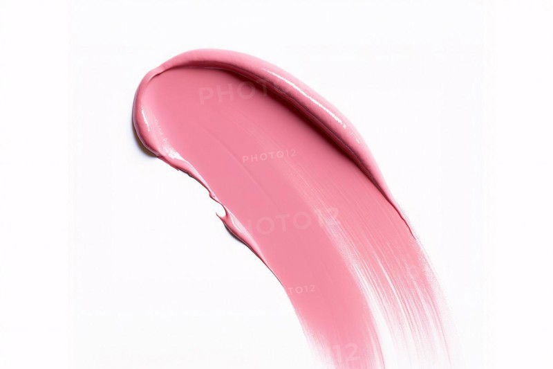 Pink lipstick makeup color swatch on white background. KI generiert, generiert AI generated