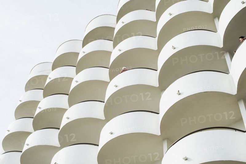 Hotel balconies, Cala Ratjada, Majorca, Balearic Islands, Spain, Europe