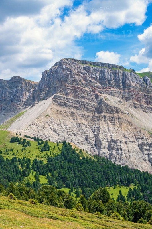 Mountaious alps landscape at Odle Group mountains in the Dolomites, Ortisei, Val Gardena, Italy, Europe