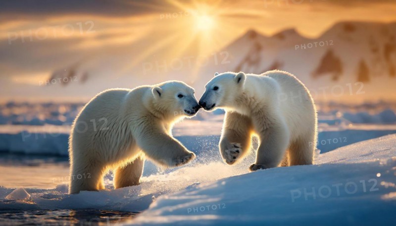 AI generated, Two polar bear (Ursus maritimus), Polar bear, Polar bear