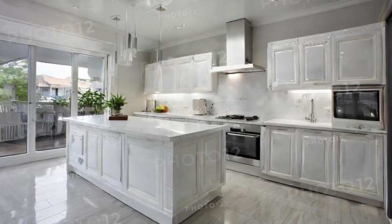 KI generated, A new white fitted kitchen has just been installed