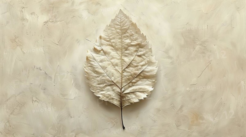 A beige, bas-relief style leaf imprint with intricate textures against a textured background, ai generated, AI generated