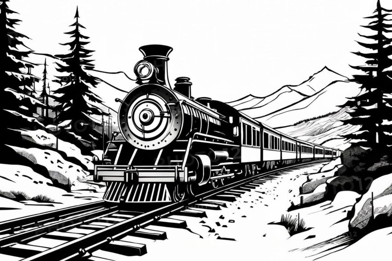 Illustration painting cog railway, AI generated