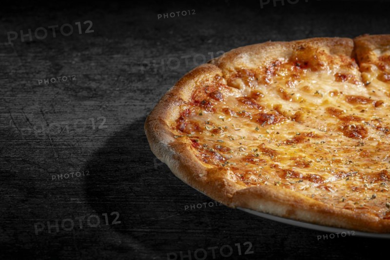 Pizza Margherita on a stone base, copy room
